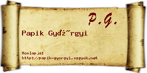 Papik Györgyi névjegykártya