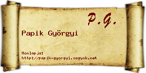 Papik Györgyi névjegykártya